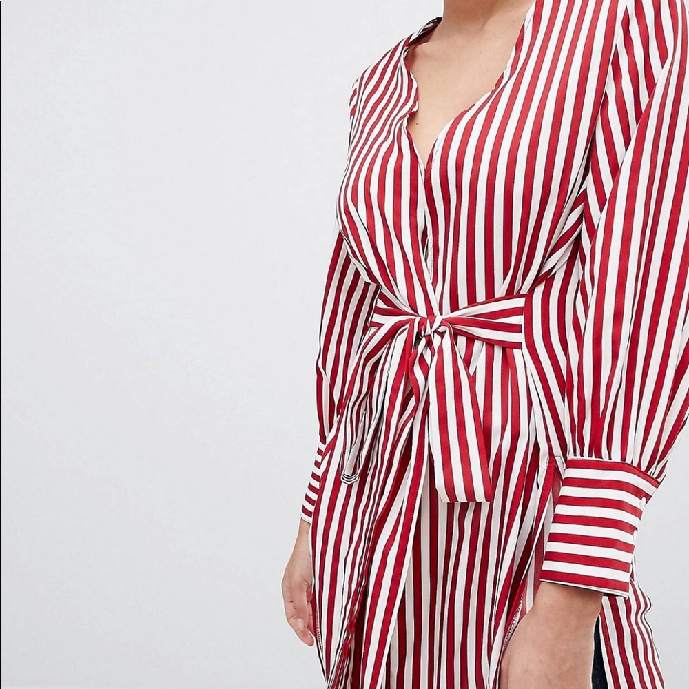 PrettyLittleThing Striped Tie Waist Shirt